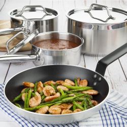 Nisbets Essentials Cook Like A Pro Stainless Steel & Aluminium 4-Piece Saucepan & Frying Pan Set (Pack of 4)