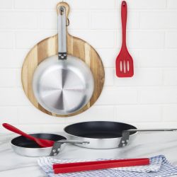 Vogue Cook Like A Pro 3-Piece Aluminium Non-Stick Frying Pan and Saut Pan Set