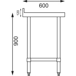Vogue Stainless Steel Table with Upstand 600(D)mm