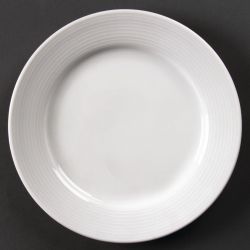 Olympia Linear Wide Rimmed Plates White 200mm (12 pack)