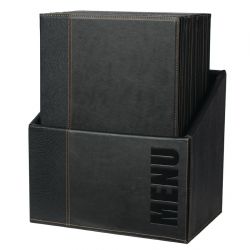 Securit Contemporary Menu Covers and Storage Box A4 Black (20 pack)