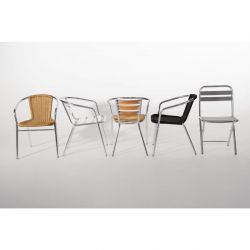 Bolero Aluminium and Black Wicker Chairs Black (4 pack)