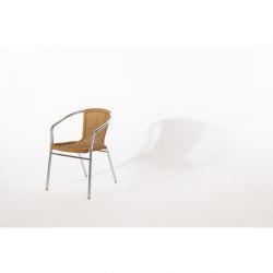 Bolero Aluminium and Natural Wicker Chair (4 pack)