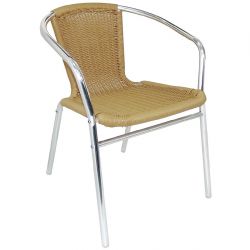 Bolero Aluminium and Natural Wicker Chair (4 pack)