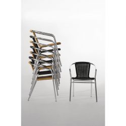 Bolero Aluminium and Natural Wicker Chair (4 pack)