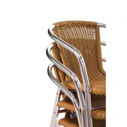 Bolero Aluminium and Natural Wicker Chair (4 pack)