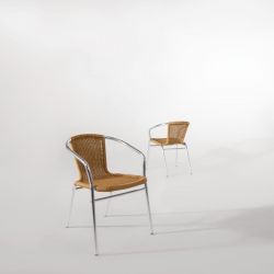 Bolero Aluminium and Natural Wicker Chair (4 pack)