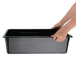 Vogue Polycarbonate 1/1 Gastronorm Container 150mm Black