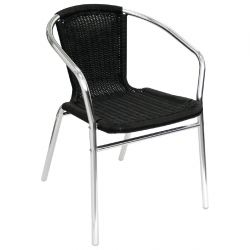 Bolero Aluminium and Black Wicker Chairs Black (4 pack)