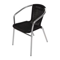 Bolero Aluminium and Black Wicker Chairs Black (4 pack)