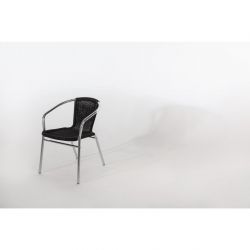 Bolero Aluminium and Black Wicker Chairs Black (4 pack)