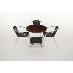 Bolero Aluminium and Black Wicker Chairs Black (4 pack)
