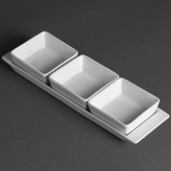 Olympia Whiteware Snack Dishes with Plates 3 Section (2 Pack)