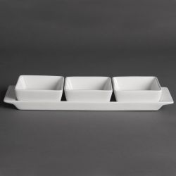 Olympia Whiteware Snack Dishes with Plates 3 Section (2 Pack)