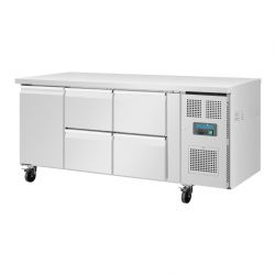 Polar U-Series Single Door and 4 Drawer Counter Fridge 358Ltr
