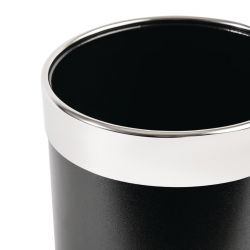 Bolero Waste Paper Bin Black with Silver Rim 10.2Ltr