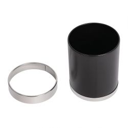 Bolero Waste Paper Bin Black with Silver Rim 10.2Ltr