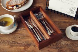 GenWare Acacia Wood 2 Compartment Cutlery Tray