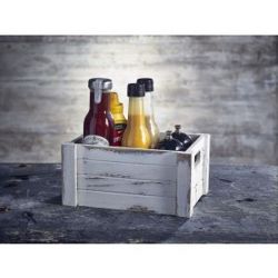 Genware White Wash Wooden Crate 22.8x16.5x11cm