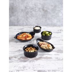 GenWare Stoneware Black Oval Eared Dish 16.5cm/ 6.5