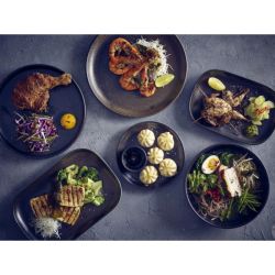 Terra Porcelain Black Rectangular Plate 34.5 x 23.5cm - Pack of 6