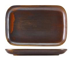 Terra Porcelain Rustic Copper Rectangular Plate 34.5 x 23.5cm - Pack of 6