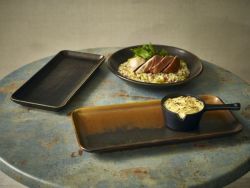 Terra Porcelain Black Narrow Rectangular Platter 31 x 14cm - Pack of 6