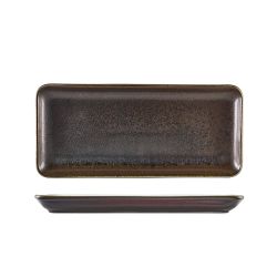 Terra Porcelain Black Narrow Rectangular Platter 31 x 14cm - Pack of 6