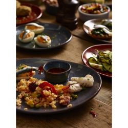 Rustic Stoneware Blue Oval Plate 25x22cm - Pack of 6