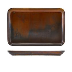 Terra Porcelain Rustic Copper Rectangular Platter 30 x 20cm - Pack of 3