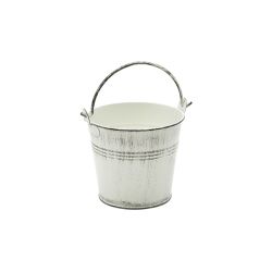 Galvanised Steel Serving Bucket 10cm Dia White Wash - Pack of 12