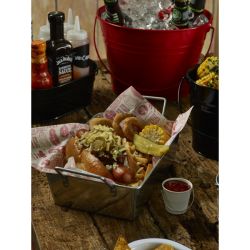 Galvanised Steel Rectangular Serving Bucket 24 x 16.7 x 7cm - Pack of 6