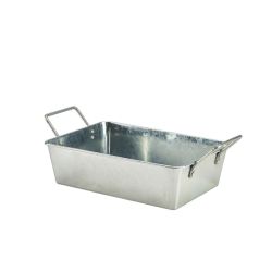 Galvanised Steel Rectangular Serving Bucket 24 x 16.7 x 7cm - Pack of 6