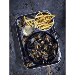 Black Enamel Dish 22cm - Pack of 6