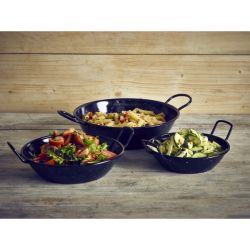 Black Enamel Dish 26cm - Pack of 6
