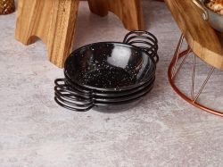 Black Enamel Dish 14cm - Pack of 6