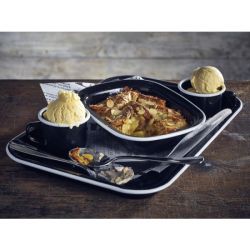 Enamel Serving Tray Black with White Rim 33.5x23.5x2.2cm - Pack of 6