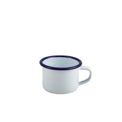 Enamel Mug White With Blue Rim 12cl/ 4.2oz - Pack of 12