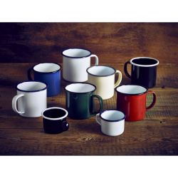 Enamel Mug Black with White Rim 36cl/ 12.5oz - Pack of 12