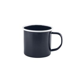 Enamel Mug Black with White Rim 36cl/ 12.5oz - Pack of 12