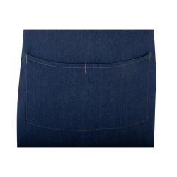 Southside Short Length X-Cross Back Bib Apron Denim Blue with Tan Ties