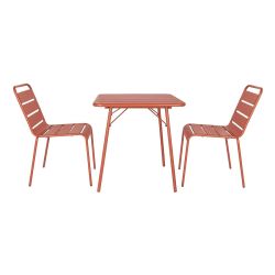 Bolero Amalfi Slatted Square Steel Folding Table Terracotta 700mm