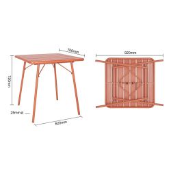 Bolero Amalfi Slatted Square Steel Folding Table Terracotta 700mm