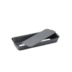 De Buyer Rectangular Fluted Tart Mould With Loose Base 200 x 80 x 27mm