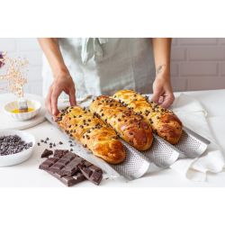 De Buyer Perforated Baguette Baking Tray Stainless Steel 245x400mm (3 Pack)