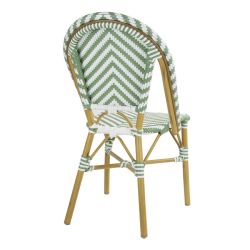 Bolero Parisian Style Rattan Side Chair Light Green (2 pack)
