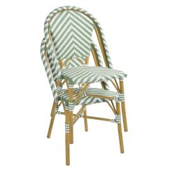 Bolero Parisian Style Rattan Side Chair Light Green (2 pack)