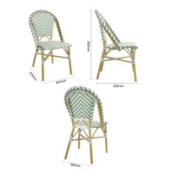 Bolero Parisian Style Rattan Side Chair Light Green (2 pack)