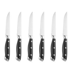 Olympia Premium Riveted Steak Knives with Black ABS Handles (6 pack)