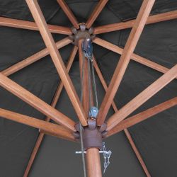 Rowlinson Willington Wooden Parasol Grey 2.7m with Base 15kg